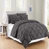 All Season Pinch Pleated Comforter Set 3 Piece 100% Egyptian Cotton 500 GSM Fill Power Soft and Fluffy Pintuck Down Alternative Comforter Eastern King (116'' x 108'') Size, Grey Bedding Sets view 1