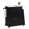 LOKO Kitchen Island, Rolling Kitchen Storage Cart with 3-Tier Spice Rack and Towel Rack, Microwave Cart with Wheels and Rubber Wood Tabletop, 34.5 x 18 x 35.5 inches (Black Kitchen Island) view 1
