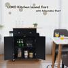 LOKO Kitchen Island, Rolling Kitchen Storage Cart with 3-Tier Spice Rack and Towel Rack, Microwave Cart with Wheels and Rubber Wood Tabletop, 34.5 x 18 x 35.5 inches (Black Kitchen Island) view 2