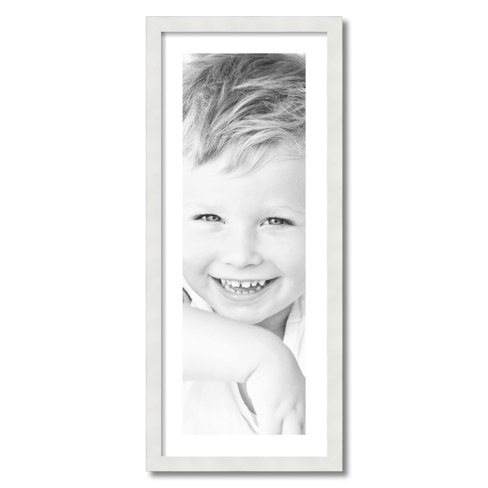 ArtToFrames 10x31 inch Satin White Frame Picture Frame with 2 Inch Single Crisp Mat, SingleMat-FRBW26074-10x31-1461