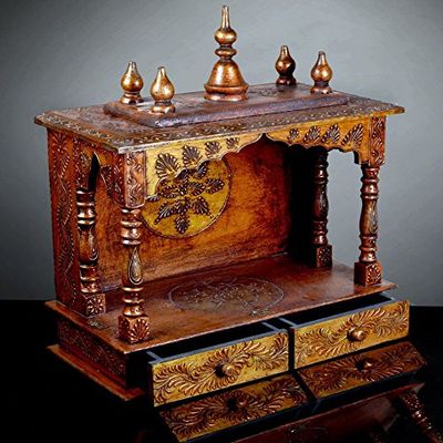 Wooden Temple/Home Temple/Pooja Mandir/Pooja Mandap/Temple for Home by Kamdhenu Art And Craft (N COP)