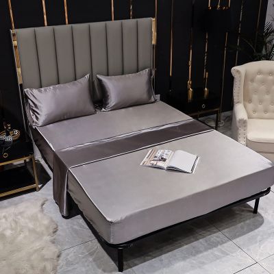 CFYCYHDZHT Bed Sheet Queen Size,Satin Brushed Microfiber Mattress Protector, Bedroom Hotel Full,Twin,Queen,King Pure Color Box Spring Bed Mattress Top,Grey,99 * 190cm+36cm (3pcs)