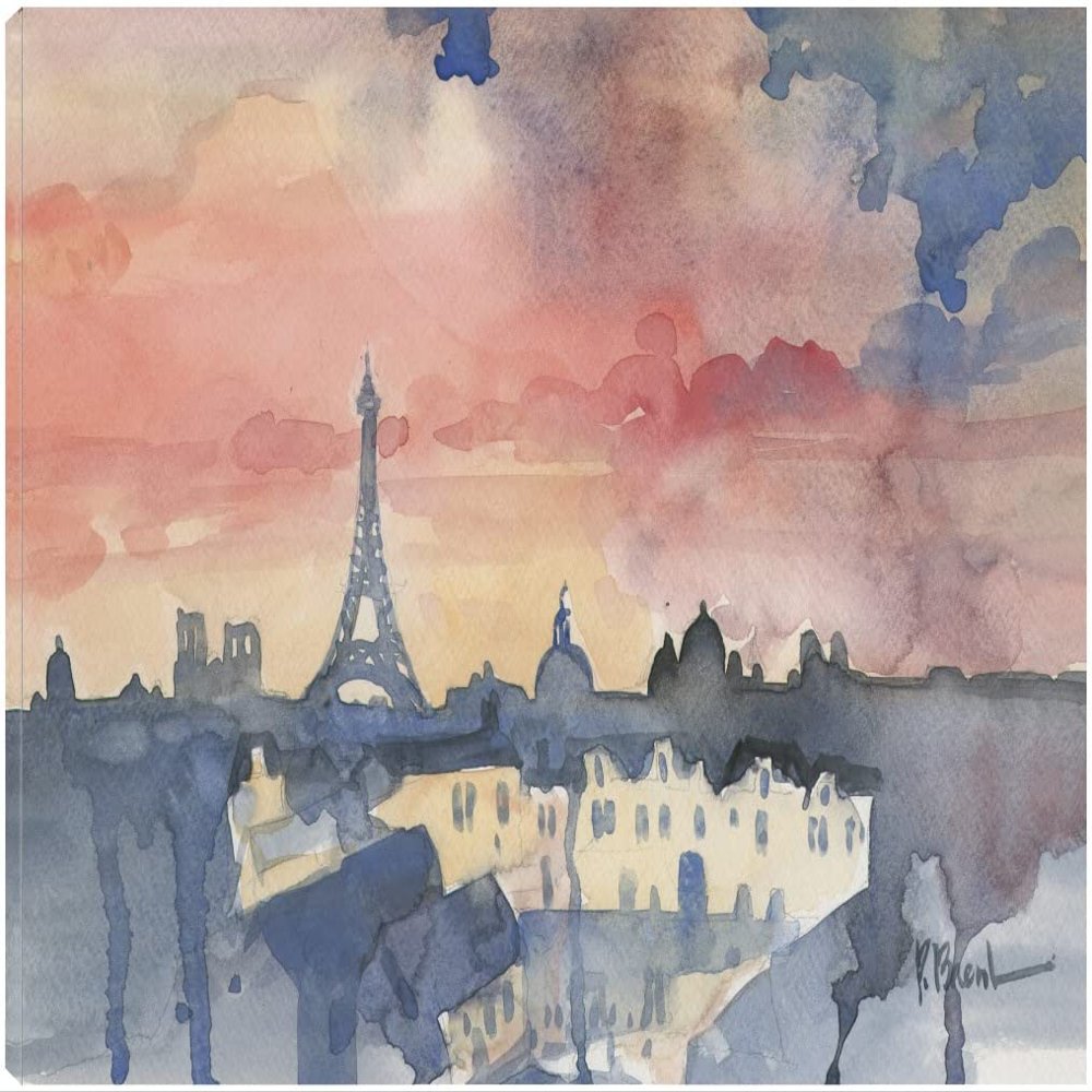 Fine Art Canvas Paris Skyline from Pompidou Center Canvas Wall Decor by Artist Paul Brent for Living Room, Bedroom, Bathroom, Kitchen, Office, Bar, Dining & Guest Room - Ready to Hang - 20 in x 15 in