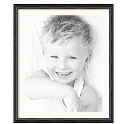 ArtToFrames 21x26 inch Black Stain on Solid Red Oak Picture Frame with 2 Inch Single White Mat, SingleMat-0066-59504-YBLK-21x26-1402