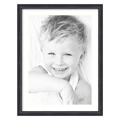 ArtToFrames 17x24 inch Black Stain on Solid Red Oak Picture Frame with 2 Inch Single Light Cream Mat, SingleMat-0066-59504-YBLK-17x24-1403