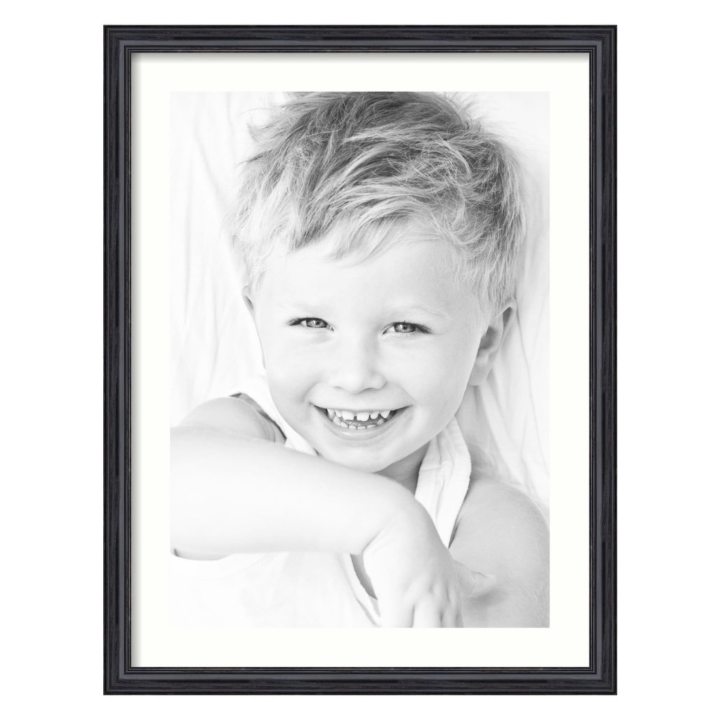 ArtToFrames 17x24 inch Black Stain on Solid Red Oak Picture Frame with 2 Inch Single Light Cream Mat, SingleMat-0066-59504-YBLK-17x24-1403