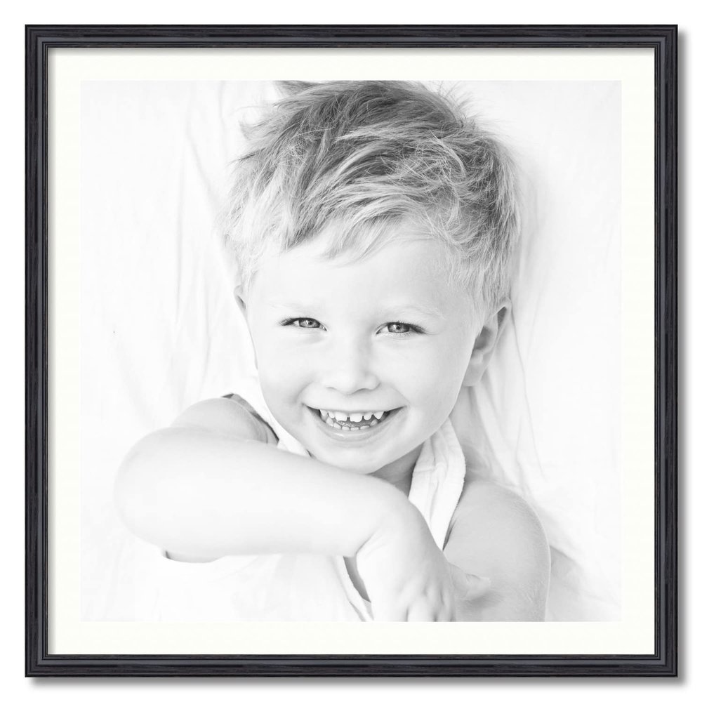 ArtToFrames 29x29 inch Black Stain on Solid Red Oak Picture Frame with 2 Inch Single Porcelain Mat, SingleMat-0066-59504-YBLK-29x29-754