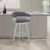 Armen Living Bronson 29" Slate Grey Faux Leather and Silver Metal Bar Stool view 2