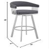 Armen Living Bronson 29" Slate Grey Faux Leather and Silver Metal Bar Stool view 3