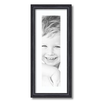 ArtToFrames 5x19 inch Black Stain on Solid Red Oak Picture Frame with 2 Inch Single Super White Mat, SingleMat-0066-59504-YBLK-5x19-61