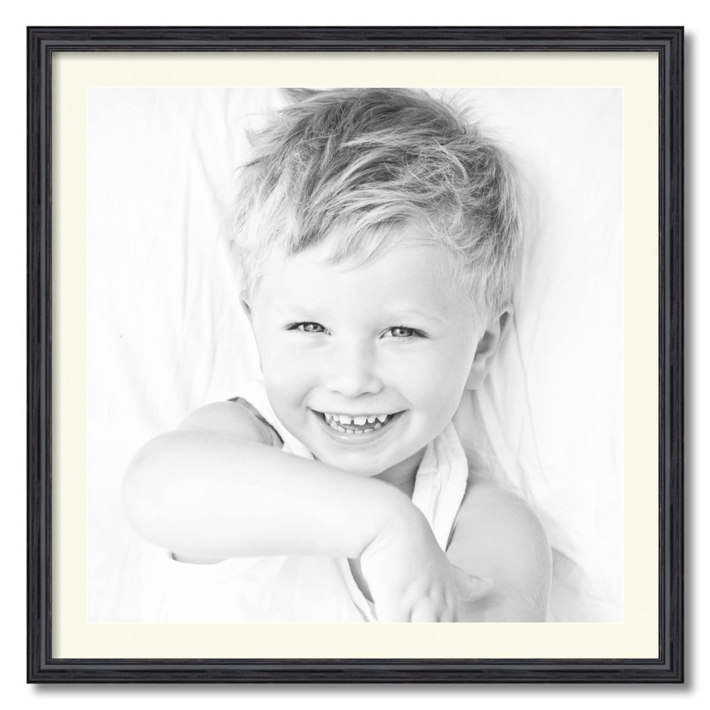 ArtToFrames 26x26 inch Black Stain on Solid Red Oak Picture Frame with 2 Inch Single Brilliant White Mat, SingleMat-0066-59504-YBLK-26x26-71