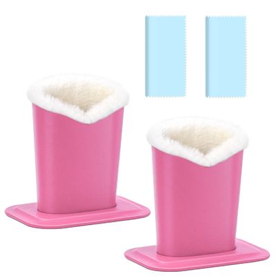 bvya 2 Pcs Eye Glass Holder Stands, Candy Sweet Color Eyeglasses Holder with Plush Lining for Table, Desk, Nightstand