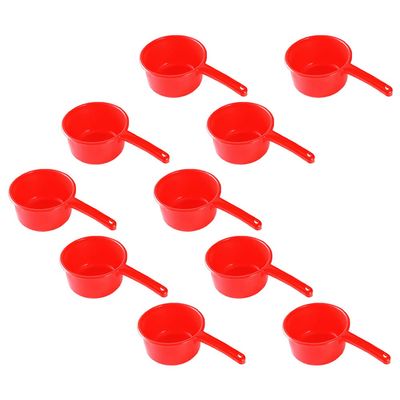 10pcs Red Large Water Scoop Long Handle Plastic Ladle Indoor Plant Watering Can Ergonomic Design for Home Garden Kitchen