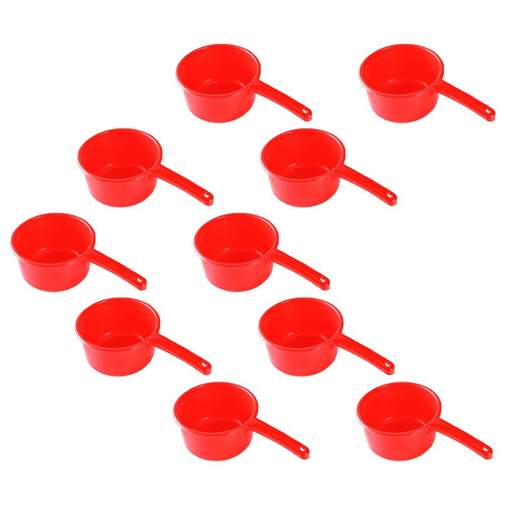 10pcs Red Large Water Scoop Long Handle Plastic Ladle Indoor Plant Watering Can Ergonomic Design for Home Garden Kitchen