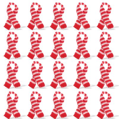Healifty 20pcs Christmas Mini Scarfs: 7.860.19Inch Tiny Snowman Scarves for DIY Crafts - Xmas Wine Bottle Hanging Ornaments Decor in White & Red