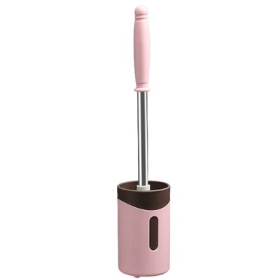 WYDNX Washable Toilet Brush with Holder for CleanerWall Mounted Toilet Scrub BrushStrong Bristles Good Grips Toilet Bowl Brush for Bathroom Clean Tool (Color : Pink)