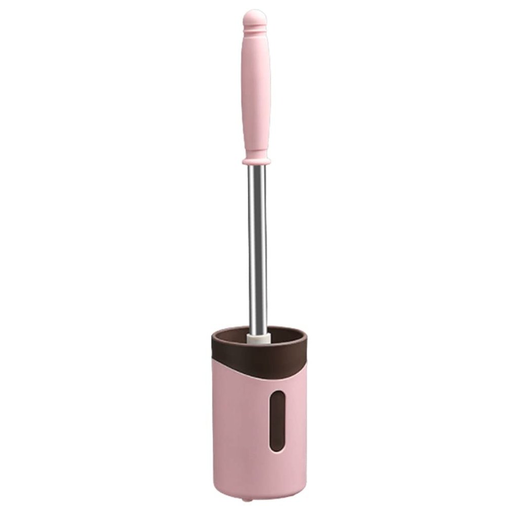 WYDNX Washable Toilet Brush with Holder for CleanerWall Mounted Toilet Scrub BrushStrong Bristles Good Grips Toilet Bowl Brush for Bathroom Clean Tool (Color : Pink)