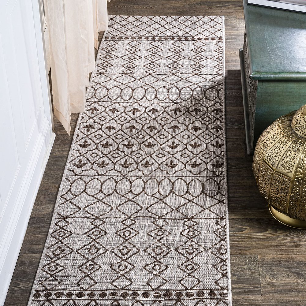 JONATHAN Y Tribal Bohemian Indoor Outdoor Runner Rug 2X10 Beige/Brown, Kafel for Backyard, Patio, Porch, Easy-Cleaning, High Traffic, Pet-Friendly, Non-Shedding (SMB130A-210)