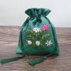 Only My Live Home Handmade Ribbon Embroidery Large Jewelry Gift Bags Tassel Satin Cloth Storage Packaging Bag Empty Sachet Lavender Pouch (green, 10) view 1