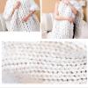 XWCG Chunky Knit Blanket Hand Made Soft Warm Knitted Blanket Chunky Knit Wool Blanket Handmade Knit Chunky Blanket Throw Sofa Throw for Gift,White,100x150cm(40x60inch) view 3