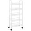 vidaXL 5-Tier Kitchen Trolley in White, Iron Construction with Mesh Storage Baskets, Compact Mobile Design for Kitchen, Office, or Bathroom, 336329 view 1