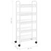 vidaXL 5-Tier Kitchen Trolley in White, Iron Construction with Mesh Storage Baskets, Compact Mobile Design for Kitchen, Office, or Bathroom, 336329 view 3