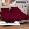 SGI bedding 34" Cal King Split Top Flex Head Sheet 100% Egyptian Cotton Sheet Set - 600 Thread Count Flex Top Sheet Adjustable Bed 4 Piece Sheet Set 15" Deep Pocket Sleep Number Bed - Burgundy Solid view 2