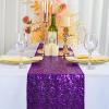 ShinyBeauty Purple Table Runners 12x108-Inches Pack of 5 Sequin Table Runner Sparkly Sequined Fabric Wedding Runners for Table Rectangle Party Table Covers Dining Tablecloth for Banquet Birthday view 2