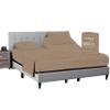 SGI bedding 32" King Split Top Flex Head Sheet 100% Egyptian Cotton Sheet Set - 600 Thread Count Flex Top Sheet Adjustable Bed - 4 Piece Sheet Set 15" Deep Pocket Sleep Number Bed - Beige Solid view 1