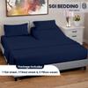 SGI bedding 34" Cal King Split Top Flex Head Sheet 100% Egyptian Cotton Sheet Set - 600 Thread Count Flex Top Sheet Adjustable Bed 4 Piece Sheet Set 15" Deep Pocket Sleep Number Bed - Navy Blue Solid view 2
