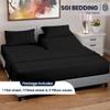 SGI bedding 34" King Split Top Flex Head Sheet 100% Egyptian Cotton Sheet Set - 600 Thread Count Flex Top Sheet Adjustable Bed - 4 Piece Sheet Set 15" Deep Pocket Sleep Number Bed - Black Solid view 2