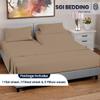 SGI bedding 32" Cal King Split Top Flex Head Sheet 100% Egyptian Cotton Sheet Set - 600 Thread Count Flex Top Sheet Adjustable Bed - 4 Piece Sheet Set 15" Deep Pocket Sleep Number Bed - Beige Solid view 2