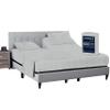 SGI bedding 32" King Split Top Flex Head Sheet 100% Egyptian Cotton Sheet Set - 600 Thread Count Flex Top Sheet Adjustable Bed - 4 Piece Sheet Set 15" Deep Pocket Sleep Number Bed - Light Grey Stripe view 1