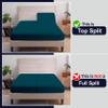 SGI bedding 32" King Split Top Flex Head Sheet 100% Egyptian Cotton Sheet Set - 600 Thread Count Flex Top Sheet Adjustable Bed - 4 Piece Sheet Set 15" Deep Pocket Sleep Number Bed - Teal Solid view 3
