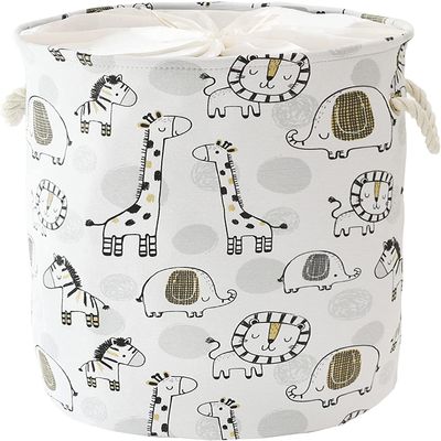 INough Kids Laundry Basket Extra Large Baby Hamper for Nursery, 58L Kids Baskets for Nursery Stuffed Animal Storage Basket, Canvas Clothes Hamper Toy Basket for Boys Foldable Laundry Hampers (Giraffe)