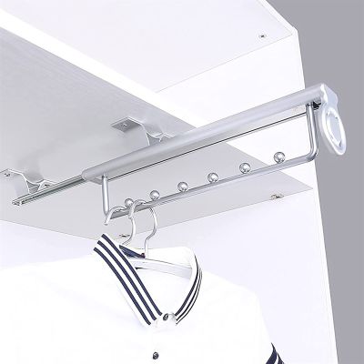 SOBS Pull Out Closet Rod Adjustable Wardrobe Rail Clothes Rack, Heavy-Duty Retractable Closet Storage Rack, Hanging Closet Rod Extender Suspension, Closet Clothes Rail, 2 Colors
