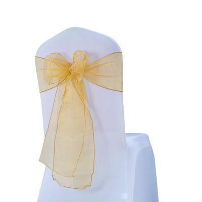 WENSINL Pack of 50 Wedding Organza Gold Chair Bows - Tulle Sheer Chair Sashes for Party Banquet Hotel Restaurant Birthday Engagement Bridal Shower Events Decorations
