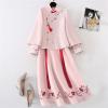 Chinese Hanfu Blazer Skirt Embroidery Ladies Retro Dress Clothing (Color : Set, Size : XXXL) view 1