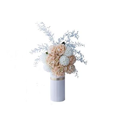 YKHB Artificial Flower Hydrangea Artificial Flowers Indoors with Ceramic Vase Silk Dried Flowers in Small Pot Realistic Flower Arrangements Decorations Home and Office (Color : A)