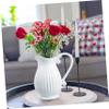 1pc Nordic Style Ceramic Pitcher Vase White Striped Decorative Jug for Home Decor Simple Flower Container for Living Room Office and Dining Table Centerpiece view 3