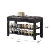 LEILISI Shoe Bench, Storage Rack Organizer with Cushion 2 Tier Lift Top Shoe Rack for Entryway Living Room Bedroom Hallway Wooden Furniture (Black, 31.5'') view 3