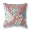 HomeRoots Broadcloth Red Blue Boho Floral Indoor Outdoor Throw Pillow view 1