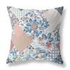 HomeRoots White Blue Red Broadcloth White Blue Floral Indoor Outdoor Throw Pillow view 1