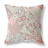HomeRoots Broadcloth Peach Pink Floral Indoor Outdoor Throw Pillow view 1