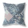 HomeRoots Indigo Blue Pink Broadcloth Blue White Boho Floral Indoor Outdoor Throw Pillow view 1