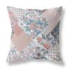 HomeRoots Pink Light Blue Broadcloth Pink Blue Boho Floral Indoor Outdoor Throw Pillow view 1