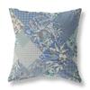 HomeRoots Grey Blue Navy Broadcloth Gray Blue Boho Floral Indoor Outdoor Throw Pillow view 1