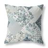 HomeRoots Indigo Cream Broadcloth Teal White Boho Floral Indoor Outdoor Throw Pillow view 1
