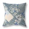 HomeRoots Dark Grey Blue Broadcloth Gray Blue Boho Floral Indoor Outdoor Throw Pillow view 1