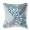 HomeRoots Broadcloth Aqua Navy Boho Floral Indoor Outdoor Throw Pillow view 1